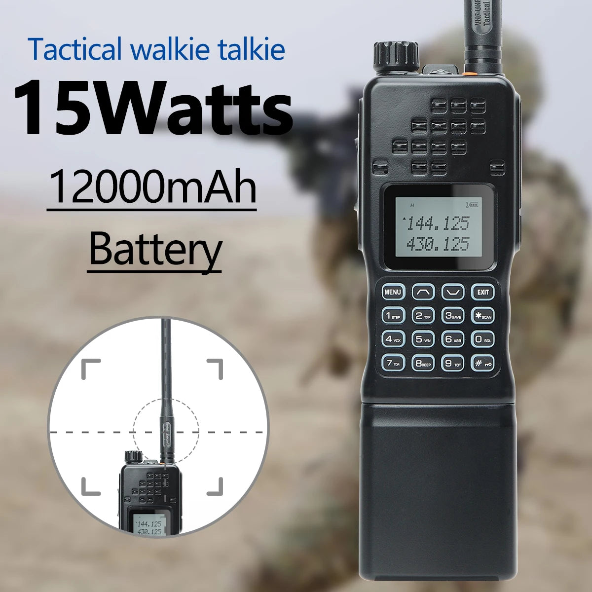 📡 TechContent™ AR-152 Tactical Dual Band Radio (15W, 12000mAh)